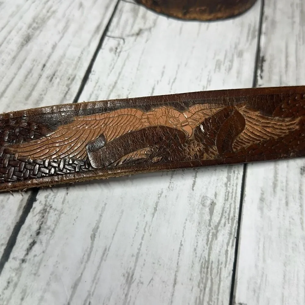 Brazos Joes Belts Leather Eagle Belt Buckle Sz.30 Brown‎ Ornate Belt